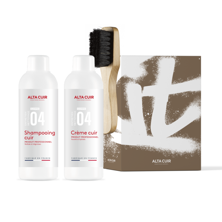 Kit nettoyage cuir complet avec nettoyant, crème et brosse Alta Cuir